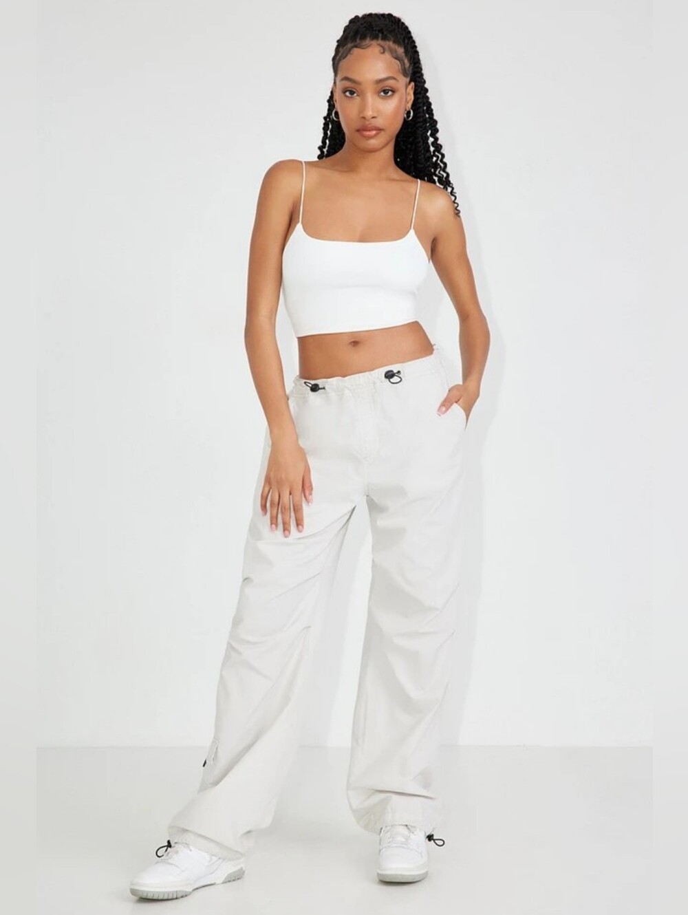Garage Paxton White Parachute Cargo Pants Baggy Y2K Utility Gorpcore Size Medium
